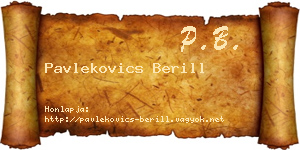 Pavlekovics Berill névjegykártya